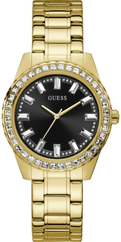 Montre Femme Guess GW0111L2 Sparkler - Boîtier Or Acier, Cadran Noir avec Cristaux