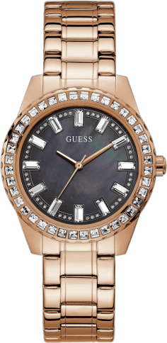 Montre Guess Femme GW0111L3 Acier Inoxydable Or Rose, Cadran Nacre Noire