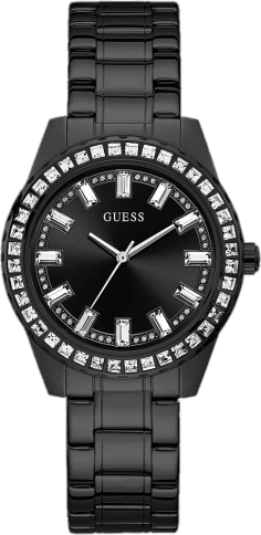 Montre Guess Sparkler GW0111L4 pour Femme, Boîtier et Bracelet Acier Noir avec Strass