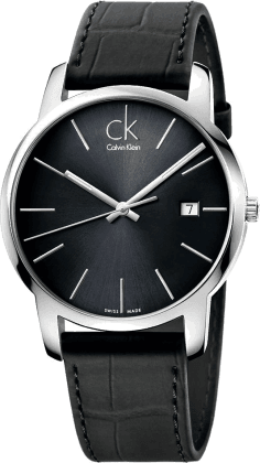 Montre Homme Calvin Klein City K2G2G1C3 - Cadran noir, bracelet cuir noir, mouvement quartz