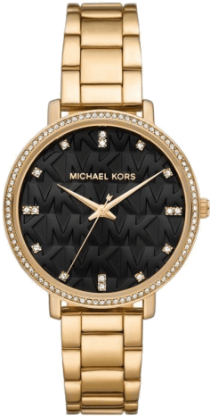 Montre femme Michael Kors Pyper MK4593 cadran noir et bracelet en acier inoxydable doré