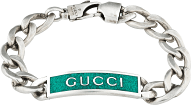 Bracelet Gucci en argent 925 avec plaque finition émail turquoise