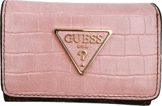 Portefeuille Guess pour femme - Réf. 109834 - Rose et marron à logo triangle en simili cuir
