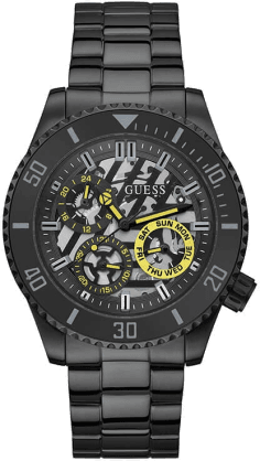 Montre Guess Axle GW0488G3 pour Homme - Boîtier et bracelet acier noir 45mm