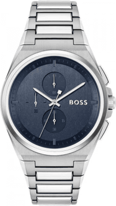 Montre Homme Hugo Boss Steer 1514048, Cadran Bleu sur Bracelet Acier Argent