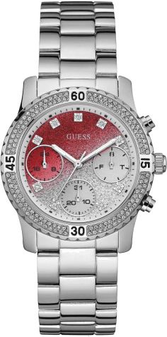 Montre Femme Guess Confetti W0774L7 en Acier Argenté avec Lunette Strass