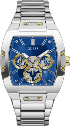 Montre Homme Guess Phoenix GW0456G5 - Cadran bleu, bracelet acier argent, multifonction
