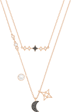 Collier Swarovski 5273290 double parure Lune et Étoile en or rose pour femme
