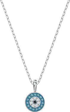 Collier Swarovski Luckily 5468918 pour femme, pendentif bleu zirconium sur chaîne métal rhodié 38 cm