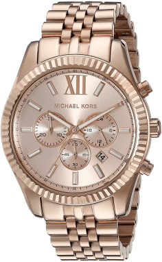 Montre Michael Kors MK8319 Chronographe en Acier Doré Rose avec Lunette Crantée
