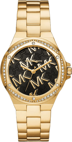 Montre Michael Kors Lennox MK7404 cadran noir bracelet en acier inoxydable doré
