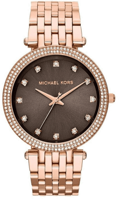 Montre Femme Michael Kors MK3217 - Cadran Marron, Bracelet Acier Or Rose et Cristaux