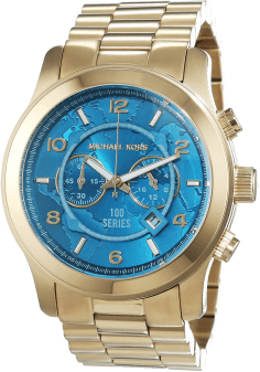 Montre Femme Michael Kors MK8315 - Boîtier Acier Doré, Cadran Turquoise Carte du Monde
