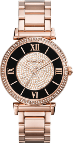 Montre Michael Kors MK3339 Femme en Or Rose avec Cadran Noir et Cristaux
