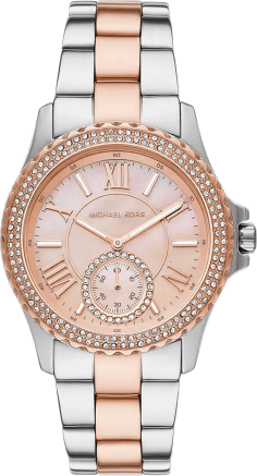 Montre femme Michael Kors Everest MK7402 - Cadran or rose, bracelet acier bicolore argent/or rose
