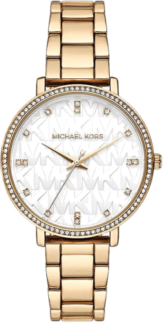 Montre-bracelet Michael Kors Pyper MK4666 pour femme, boîtier et bracelet or, cadran blanc