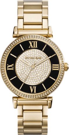 Montre Femme Michael Kors MK3338 en Or et Noir avec Incrustations de Strass