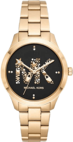 Montre Femme Michael Kors MK6682 en Acier Doré, Cadran Noir Gravé