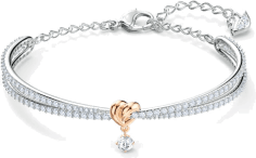 Bracelet jonc ajustable Swarovski Lifelong Heart 5516544 en plaqué rhodium avec cristaux blancs - Pour Femme