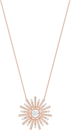 Collier Swarovski Sunshine 5459593 plaqué or rose pour femme, pendentif soleil cristaux