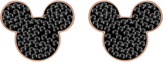 Boucles d'oreilles Swarovski Mickey & Minnie plaqué or rose et cristaux noirs - Réf. 5435137