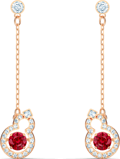 Boucles d'oreilles Swarovski Full Blessing 5539895 en plaqué or rose avec cristaux blancs et rouges pour femme
