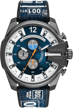 Montre Diesel Mega Chief DZ4541 Chronographe Homme - Cadran Bleu, Bracelet Denim