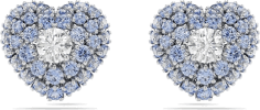 Boucles d'oreilles Swarovski Idyllia 5683576 pour femme, plaqué rhodium avec cœurs et cristaux bleus et blancs