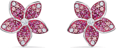Boucles d'oreilles Swarovski 5519254 Tropical Flower plaqué rhodium, cristaux roses et blancs pour femme