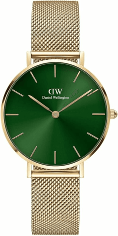 Daniel Wellington Petite Emerald DW00100479 - Montre femme 28mm cadran vert or maille milanaise