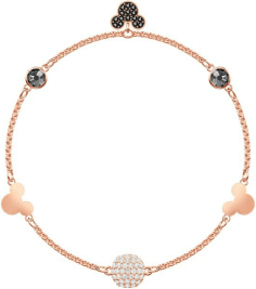 Bracelet Swarovski Remix Mickey 5462360 en plaqué or rose avec cristaux noirs pour femme