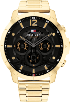 Montre Homme Tommy Hilfiger 1710511 Luca - Boîtier Acier Doré 50mm, Cadran Champagne, Multifonctions