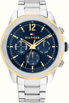 Montre Homme Tommy Hilfiger 1792059 - Boîtier 50mm Acier Bicolore Argenté/Doré, Cadran Bleu