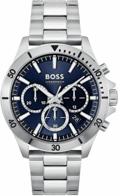 Montre Homme Hugo Boss Troper 1514069 - Boîtier et bracelet acier argenté, cadran bleu multifonctions