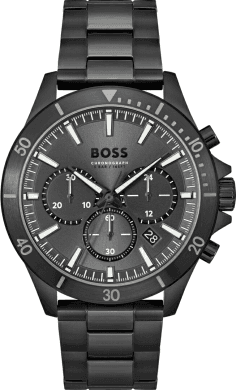 Montre Homme Hugo Boss Troper 1514058, boîtier et bracelet acier noir, cadran multifonctions