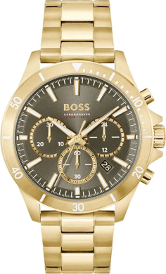 Montre Homme Hugo Boss Troper 1514059 - Boîtier et bracelet acier doré, cadran marron multifonctions