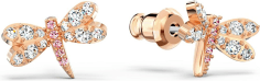 Boucles d'oreilles puces Swarovski Luna 112066 - Libellules en métal doré rosé et cristaux