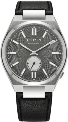 Montre Citizen NK5010-01H Tsuyosa Automatique Homme - Cadran Noir, Boîtier Acier, Bracelet Cuir