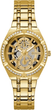 Montre Femme Guess Allara GW0604L2 - Cadran squelette doré multifonctions - Bracelet acier