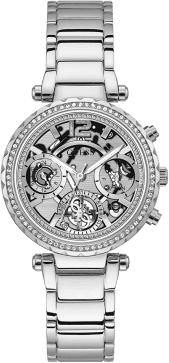 Montre Femme Guess GW0403L1 Solstice - Cadran Squelette Argent - Acier Inoxydable