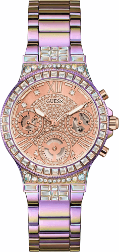 Montre Guess Moonlight GW0320L4 pour Femme - Cadran et bracelet acier multicolore arc-en-ciel avec strass