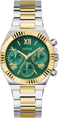 Montre Femme Guess GW0769L4 - Cadran Vert Multifonctions, Bracelet Acier Bicolore