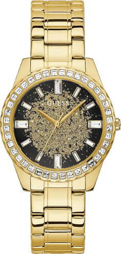 Montre Guess Femme GW0405L2 Cadran Pailleté Cristaux - Bracelet Acier Doré