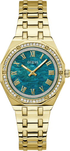 Montre Guess Desire GW0770L2 pour Femme, Cadran Vert Nacré, Bracelet Acier Doré