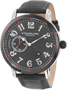 Montre Homme Stuhrling Original Legacy 229A.332V5N54, boîtier argent, cadran gris, bracelet cuir noir